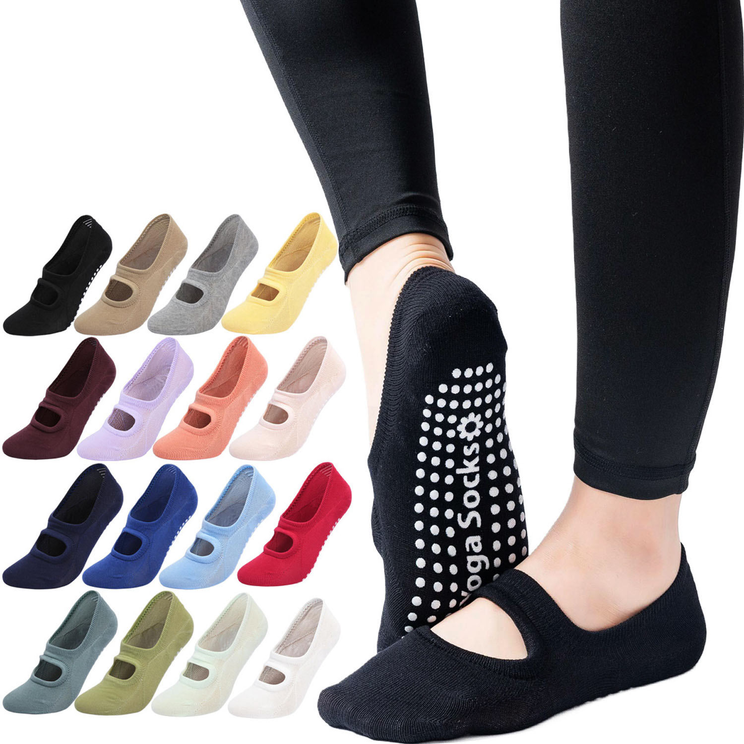 Yoga Fitness Dance - Hochwertige Damen Yoga-Socken Rutschfest Atmungsaktiv Rückenfreie