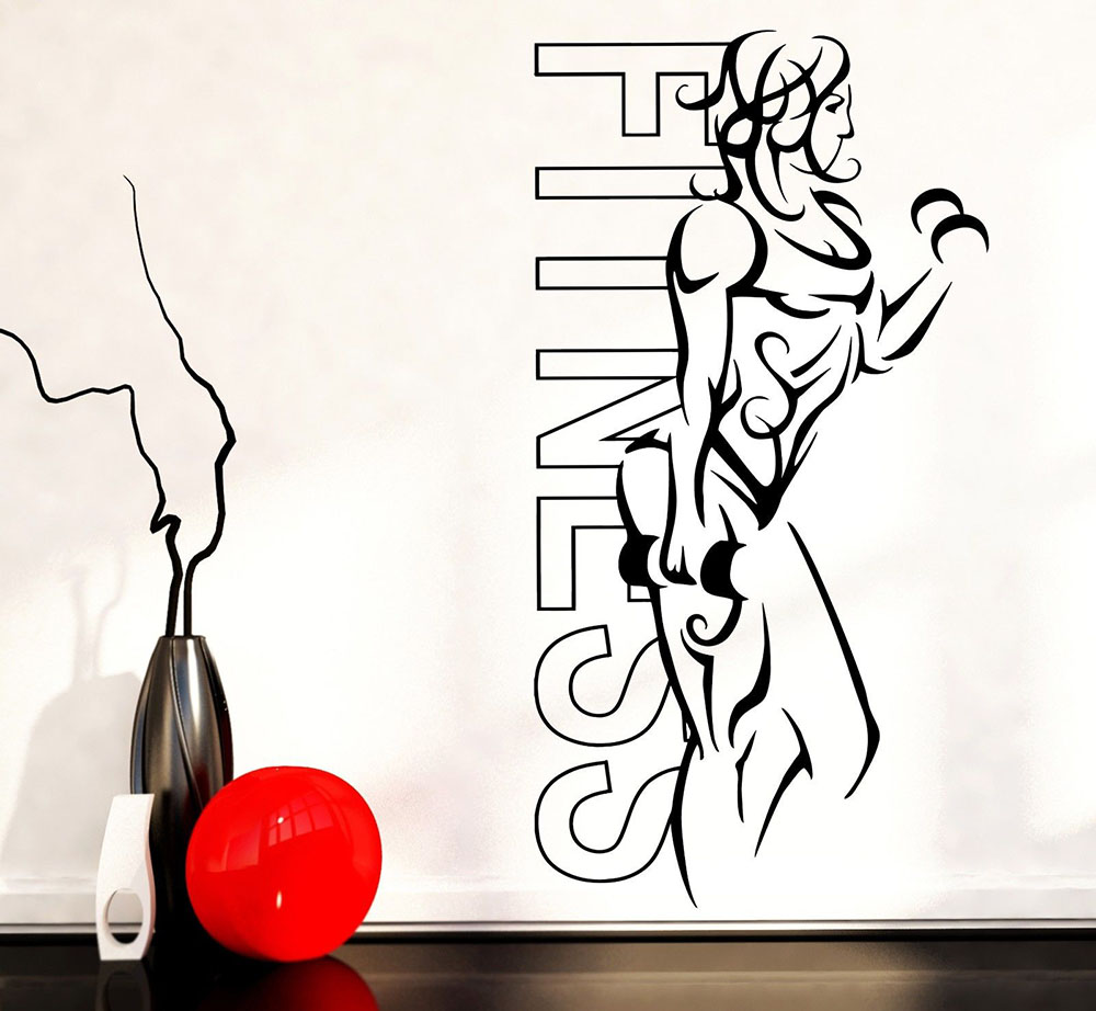 Yoga Health & Fitness Center - Wand Aufkleber Vinyl Fitness Mädchen Frau