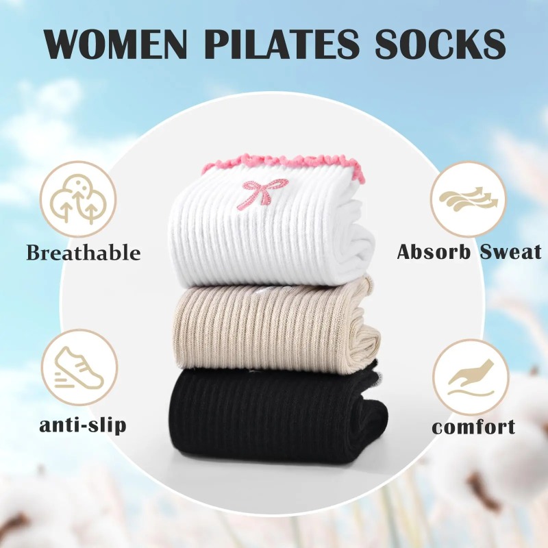 Yoga Fitness Dance - Professionelle Yoga-Socken, Baumwoll-Riemen mit Silikon-Antirutschbeschichtung für