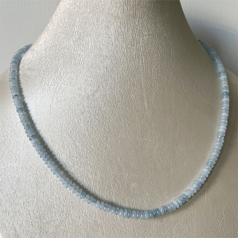 Yoga Health & Fitness Center - 2*4mm Aquamrin Halskette Naturstein Perlen Schmuck