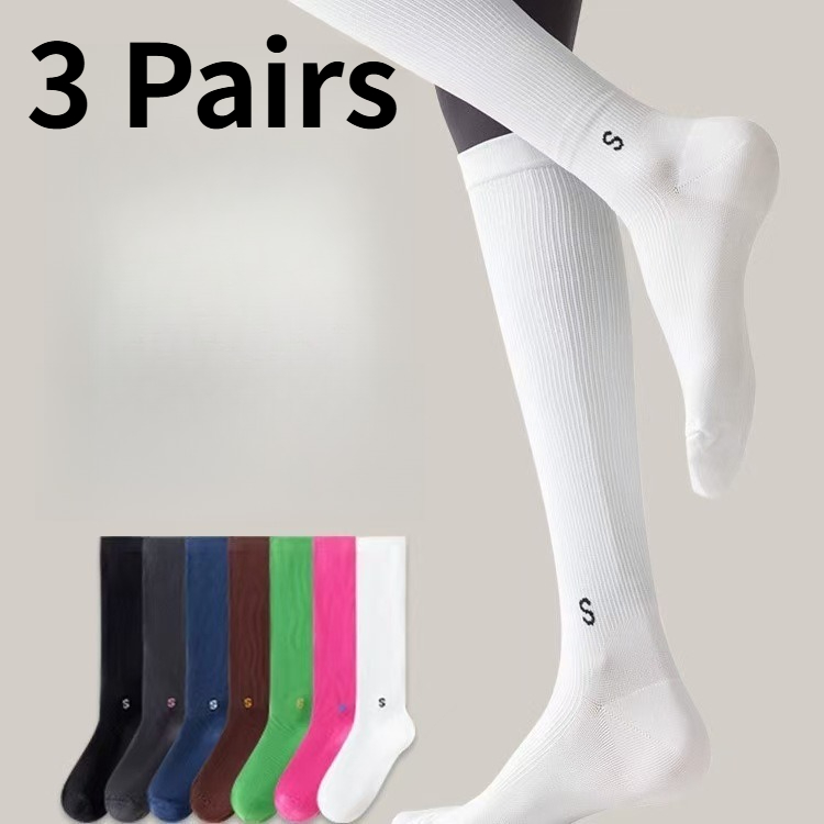 Yoga Fitness Youtube - 1/3 Paar Damen-Kompressions-Wadensocken, Sommer-Anti-Rutsch-Langschlauch-Drucksocken, professionell für