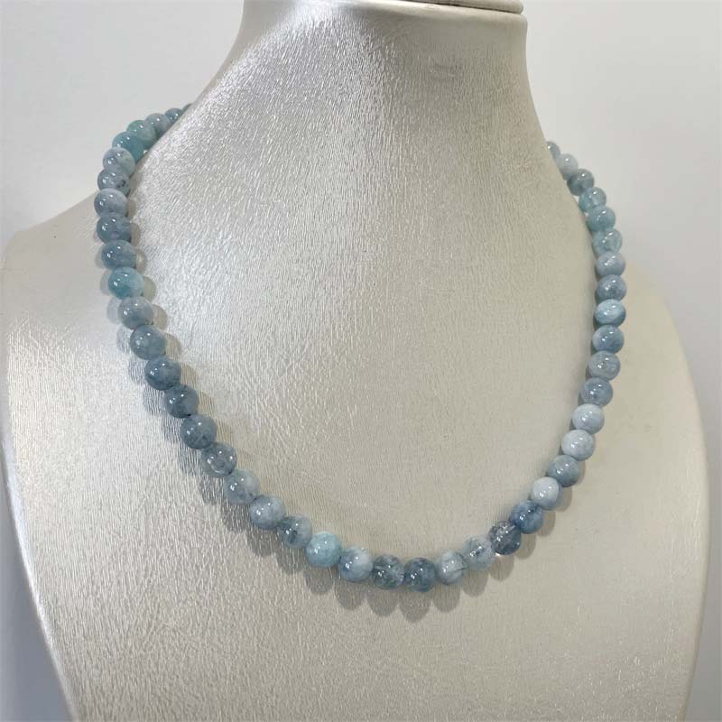 8MM Aquamarin Jade Halskette B – Yoga Health & Fitness Center Bewertung und Preis