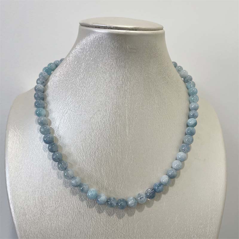 8MM Aquamarin Jade Halskette B – Yoga Health & Fitness Center Bewertung und Preis