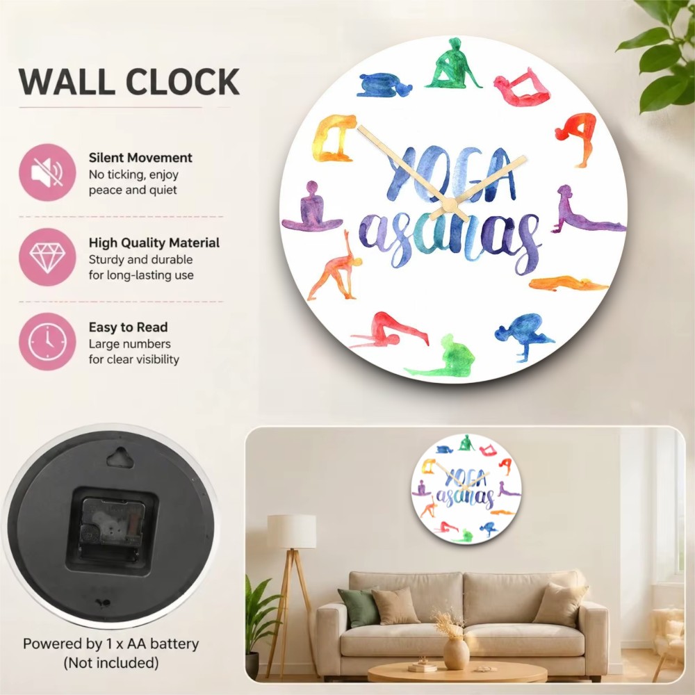 Aquarell-Yoga-Asanas-Wanduhr,  – Yoga Fitness Gifts Bewertung und Preis